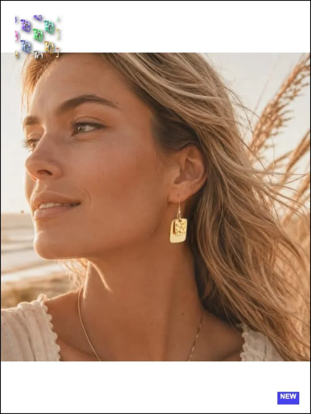 14K Gold Plated Dainty Hammered Rectangle Geometric Drop Earrings Boho Jewelry